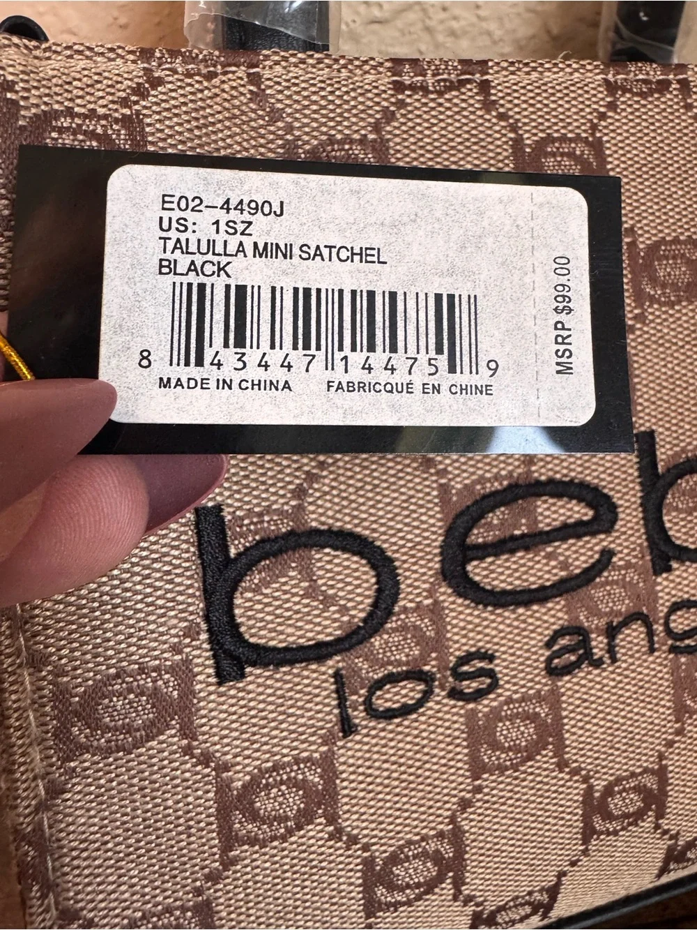 bebe Logo Tallula Mini Satchel with Black Accents